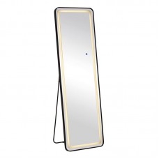 LED-7 Καθρέπτης Τοίχου-Δαπέδου Φωτιζόμενος, Αλουμίνιο Μαύρο, Αφής με 3 επιλογές φωτισμού 1τμχ