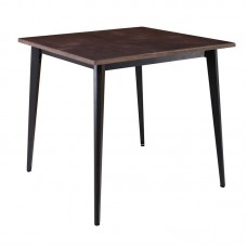 VIDAL Τραπέζι Μέταλλο Βαφή Μαύρο, Επιφάνεια 80x80cm/20mm Κ/Π Εμποτισμού Καρυδί 1τμχ