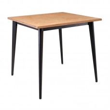 VIDAL Τραπέζι Μέταλλο Βαφή Μαύρο, Επιφάνεια 80x80cm/20mm Κ/Π Εμποτισμού Φυσικό 1τμχ