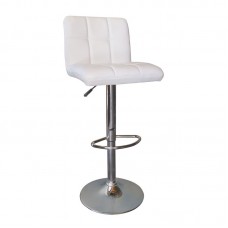LINO Σκαμπό BAR με Πλάτη, Χρώμιο, PU Άσπρο, Ρυθμιζόμενο Ύψος, Περιστρεφόμενο 2τμχ
