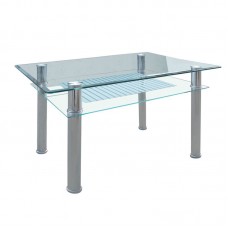 VERON Τραπέζι Τραπεζαρίας Κουζίνας Inox - Γυαλί 1τμχ