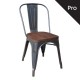 RELIX Wood Dark Oak Καρέκλα Μέταλλο Βαφή Antique Black 1τμχ