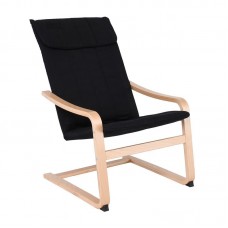 HAMILTON Πολυθρόνα Σαλονιού Καθιστικού, Σημύδα, Ύφασμα Μαύρο 1τμχ