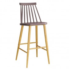 LAVIDA Σκαμπό BAR με Πλάτη, Μέταλλο Βαφή Φυσικό, PP Απόχρωση Sand Beige 2τμχ