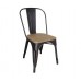 RELIX Wood Natural Oak Καρέκλα Μέταλλο Βαφή Antique Black 1τμχ