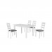 MILLER Set Τραπεζαρία Κουζίνας Άσπρο, Ύφασμα Γκρι : Τραπέζι Επεκτεινόμενο + 4 Καρέκλες 1τμχ
