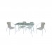 BALENO Set Τραπεζαρία Κήπου : Τραπέζι + 4 Πολυθρόνες Μέταλλο Βαφή Άσπρο - Wicker Beige 1τμχ