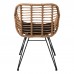 SALSA Πολυθρόνα Μέταλλο Βαφή Μαύρο, Wicker Φυσικό, Μαξιλάρι Μαύρο