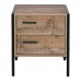 PALLET-W Κομοδίνο με 2 Συρτάρια Μέταλλο Βαφή Μαύρο - Antique Oak 1τμχ