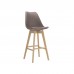 MARTIN Σκαμπό BAR με Πλάτη Κάθ ισμα Η.67cm, Φυσικό,PP-Pu Sand Beige, Μονταρισμένη Ταπετσαρία 4τμχ