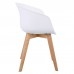 OPTIM Πολυθρόνα Ξύλινο Πόδι Φυσικό, PP Άσπρο 4τμχ