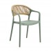 DONNA Πολυθρόνα Στοιβαζόμενη, PP-UV Forest Green, Rope Wicker Φυσικό 1τμχ