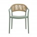 DONNA Πολυθρόνα Στοιβαζόμενη, PP-UV Forest Green, Rope Wicker Φυσικό 1τμχ