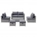 BALI Set Wicker 6 θέσεων: 1 Τραπέζι+1 Καναπέ 2θ+2 Σκαμπό +2 καθίσματα 1θ, Απόχρωση Γκρι 1τμχ