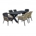 ALLEY Set Τραπεζαρία ALU Ανθρακί-Rope Φυσικό: Τραπέζι 180x94 + 8 Πολυθρόνες με Μαξιλ 1τμχ