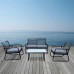 ROCCO Set Σαλόνι Κήπου 4τεμ, Μέταλλο Μαύρο,RopeWicker Γκρι, Μαξιλ.Σκούρο Γκρι, Γυαλί Μαύρο 1τμχ ROCCO Set Σαλόνι Κήπου 4τεμ, Μέταλλο Μαύρο,RopeWicker Γκρι, Μαξιλ.Σκούρο Γκρι, Γυαλί Μαύρο 1τμχ