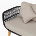 MARK Set Σαλόνι Κήπου 4τεμ, Acacia Φυσικό, Μαξιλάρια Μπεζ Rope Wicker Μαύρο 1τμχ
