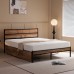 PALLET Κρεβάτι Διπλό-Συρτάρια, για Στρώμα 160x200cm, Μέταλλο Βαφή Μαύρο, Antique Oak 1τμχ