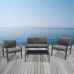RIVIAN Set Σαλόνι Κήπου 4τεμ, Μέταλλο Βαφή Ανθρακί, Μαξιλάρια Γκρι 1τμχ