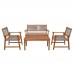 SPRING Set Σαλόνι Κήπου Ακακία Φυσικό, Wicker Μπεζ: Τραπέζι + Καναπέ 2Θέσιο + 2 Πολυθρόνες 1τμχ